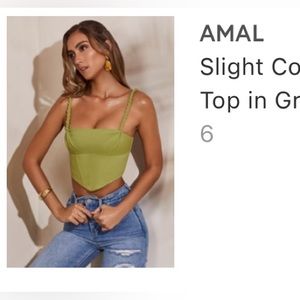 OH POLLY, Slight Cowl Neckline Corset Crop Top in Green💚